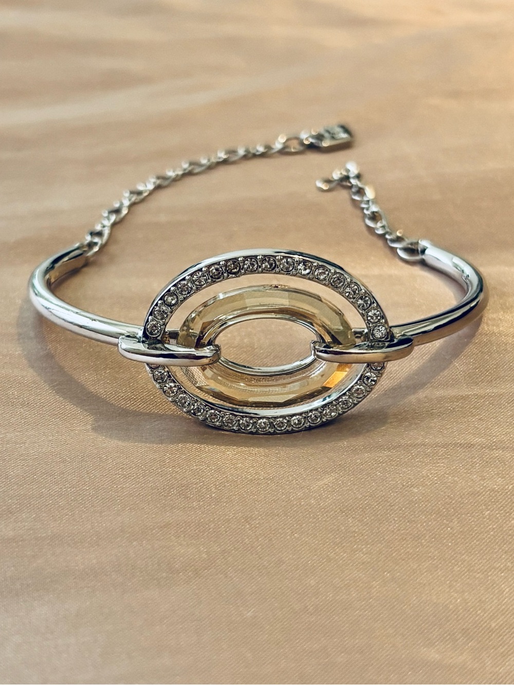 Swarovski Crystal Oval Link Adjustable Bangle Bracelet